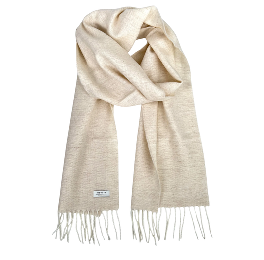 Merino Lambswool Scarf | Linen Herringbone
