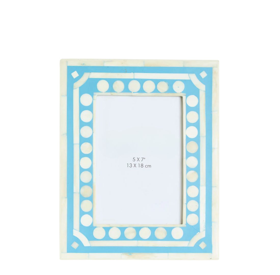 Zena Bone Inlay Photo Frame | Light Blue