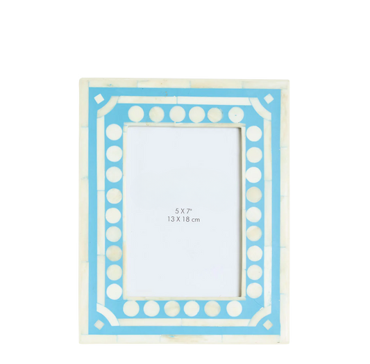 Zena Bone Inlay Photo Frame | Light Blue