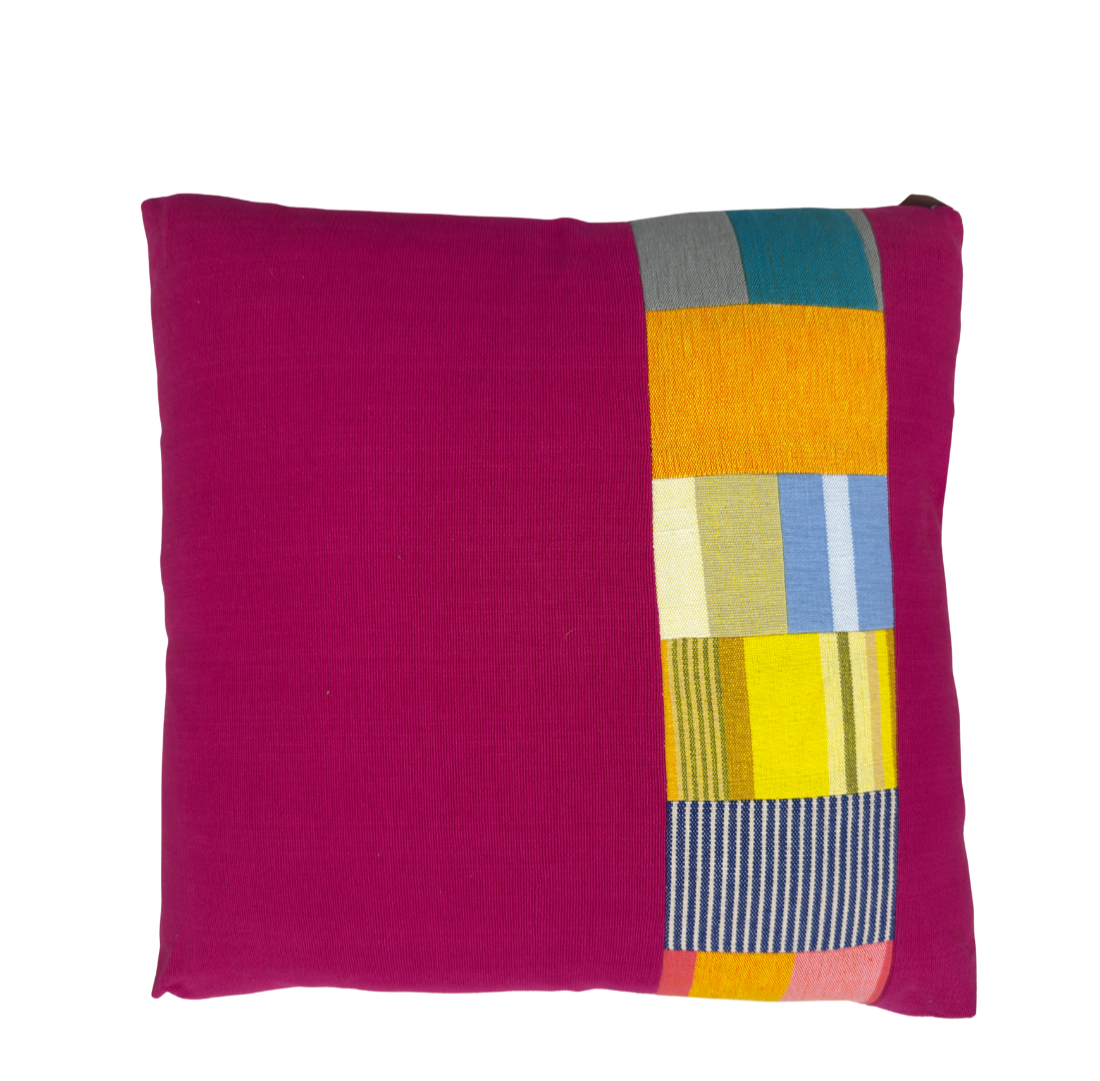 Neon Magenta | Yellow Patchwork Stripe