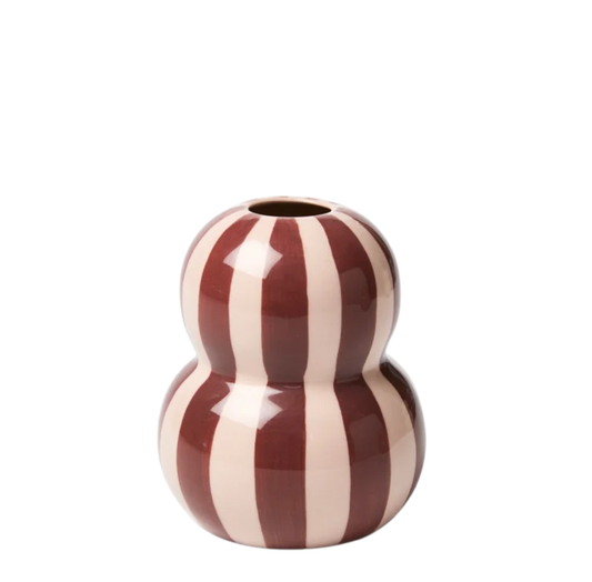 Fonda Vase | Burgundy Pink Stripe