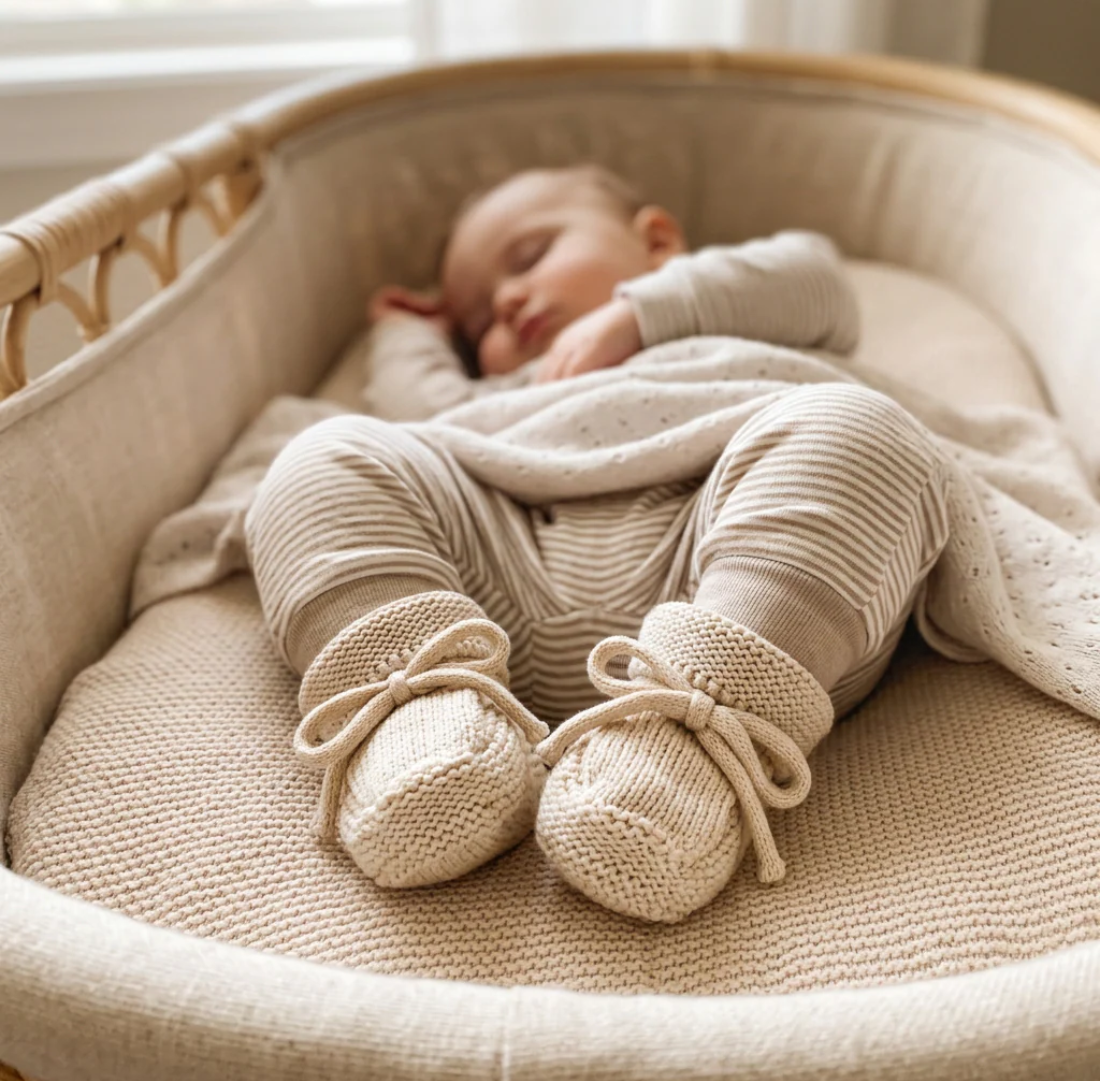 Knit Baby Booties | 0 - 6mth | Latte