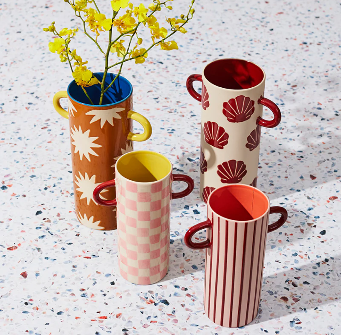 Griffe Bud Vase | Pink Check