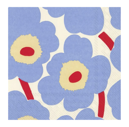Unikko Cream Blue Napkin | 20 Pack