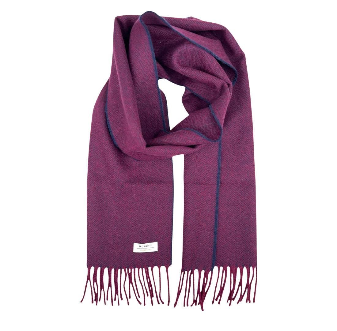 Merino Lambswool Scarf | Burgundy + Navy