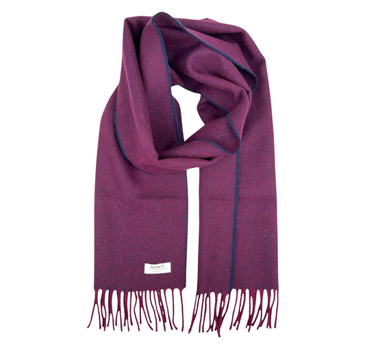 Merino Lambswool Scarf | Burgundy + Navy