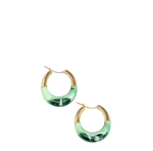 Small Horn Hoop Earrings | Moss | Brass