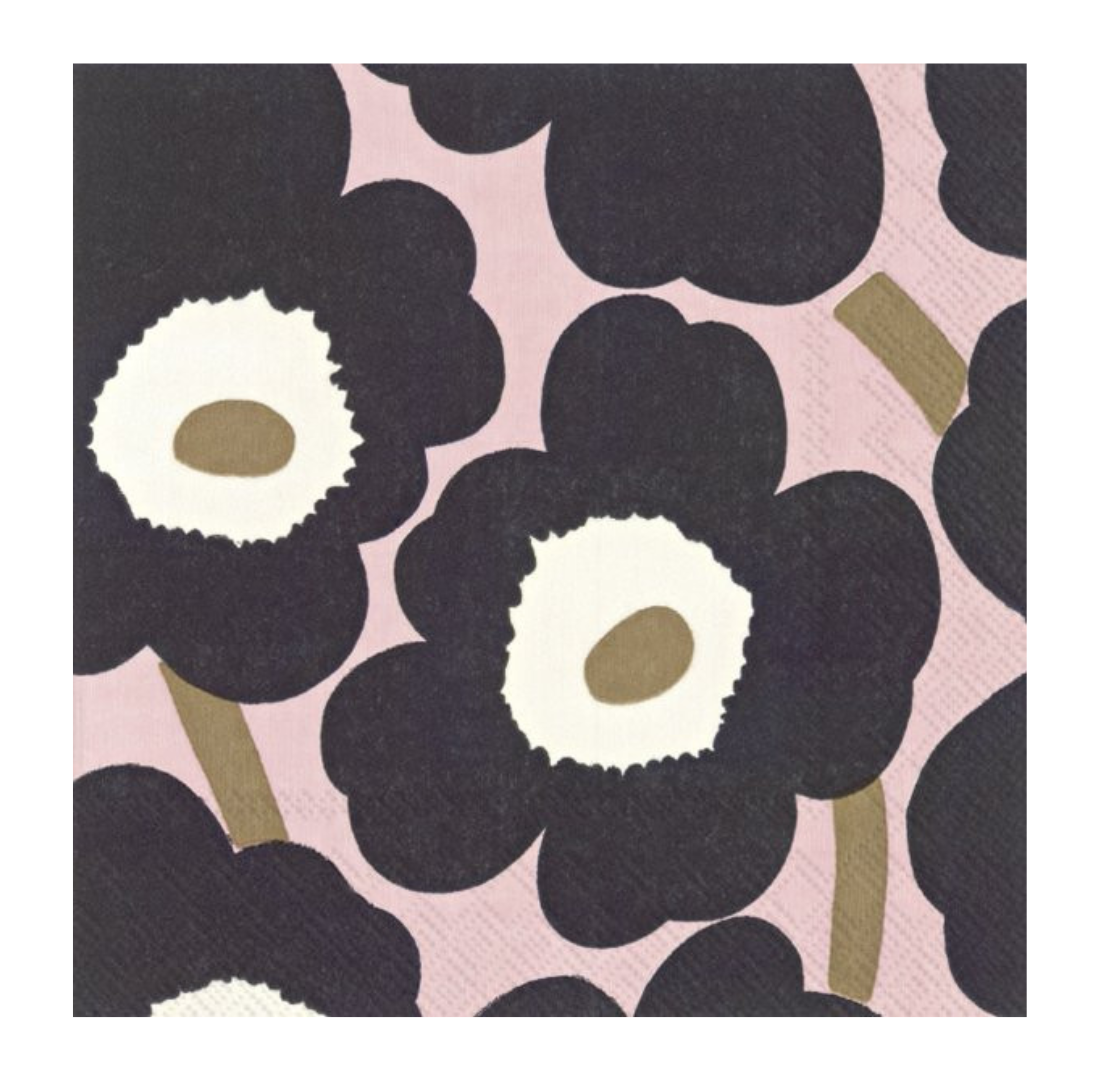 Unikko Pink + Black Napkin | 20 Pack