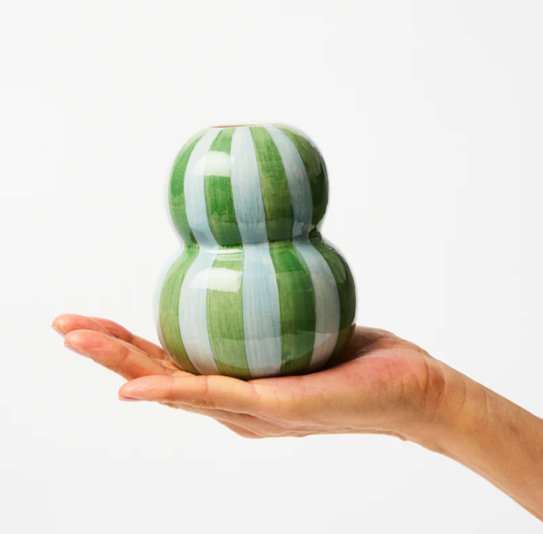 Green Blue Stripe Vase