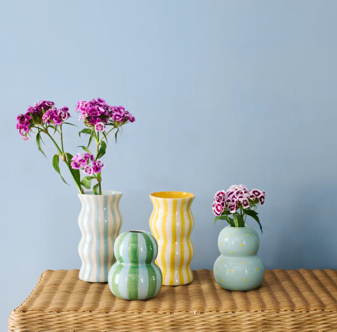 Green Blue Stripe Vase