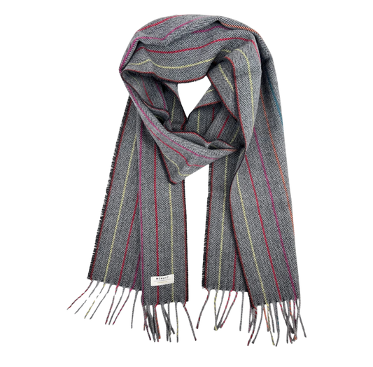Merino Lambswool Scarf | Charcoal Rainbow