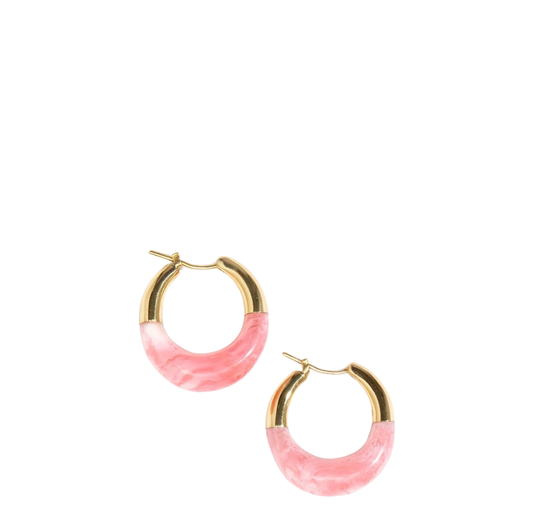 Small Horn Hoop Earrings | Shell Pink | Brass