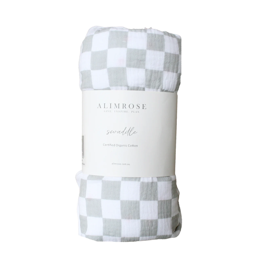 Muslin Swaddle | Dove Grey Check