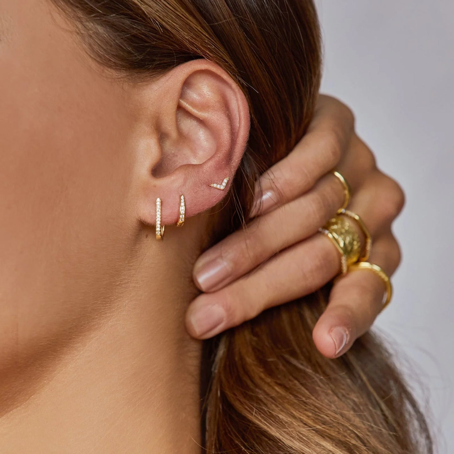 Arrow Gold + Zircon Stud Earrings