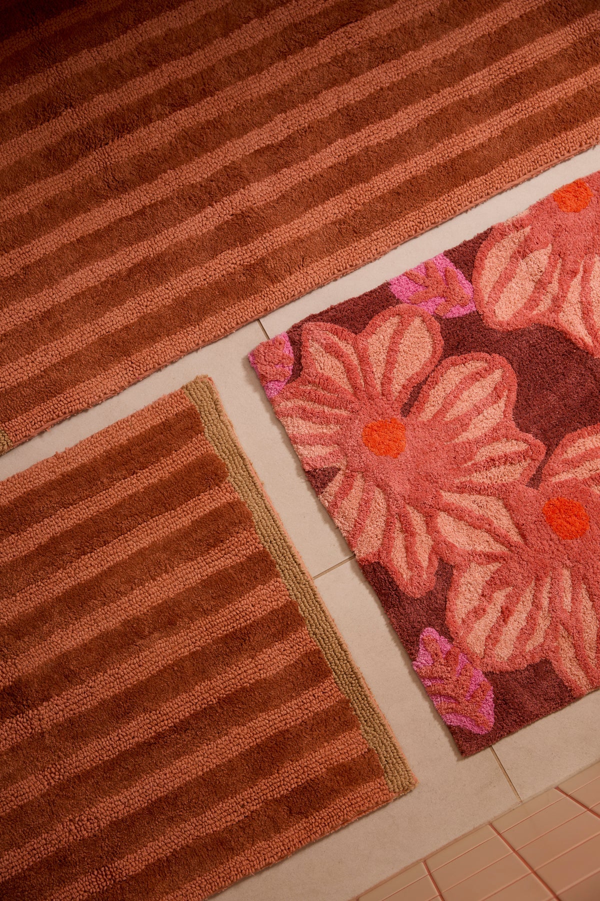 Stripe Terracotta Bath Mat