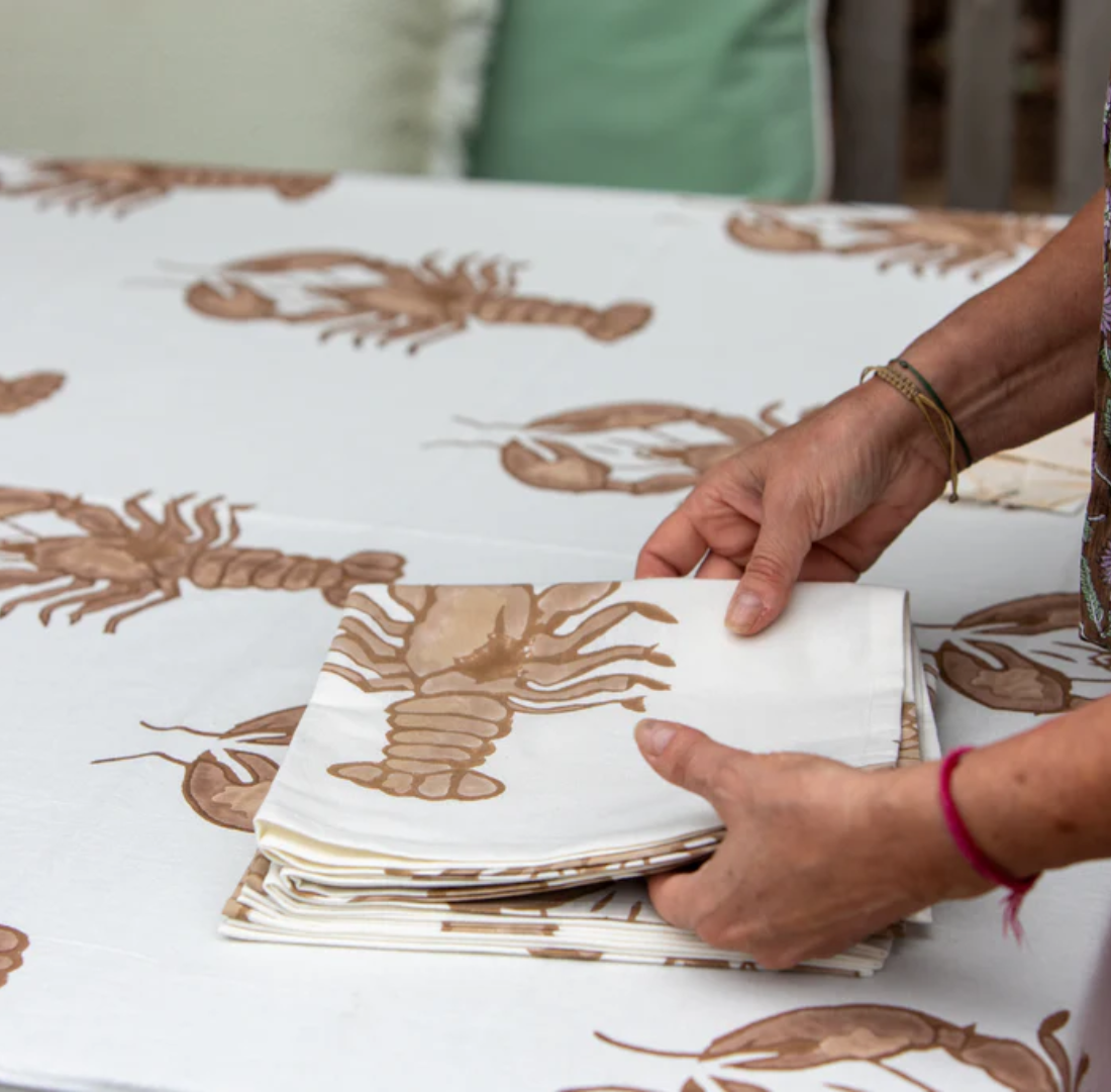 Big Lobster Napkin | Set 4 | White/Coco