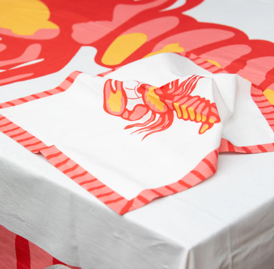 Big Lobster Napkin | Set 4 | White/Multi
