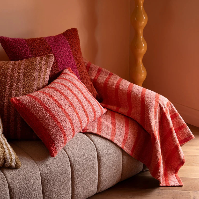 Boucle Stripe Throw | Red + Pink