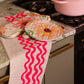 Linen Tea Towel | Double Waves Pink