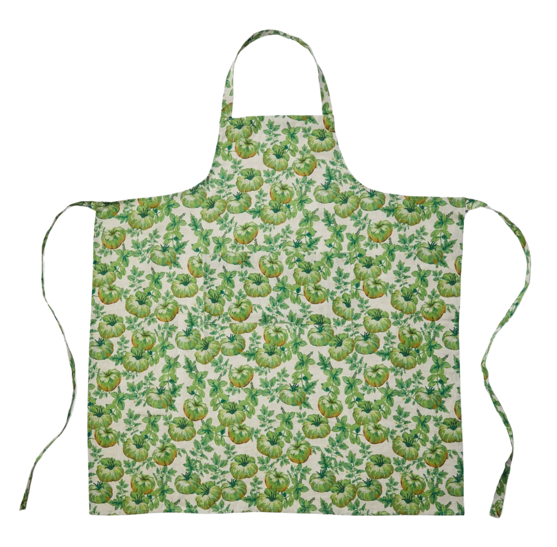 Heirloom Green Linen Apron