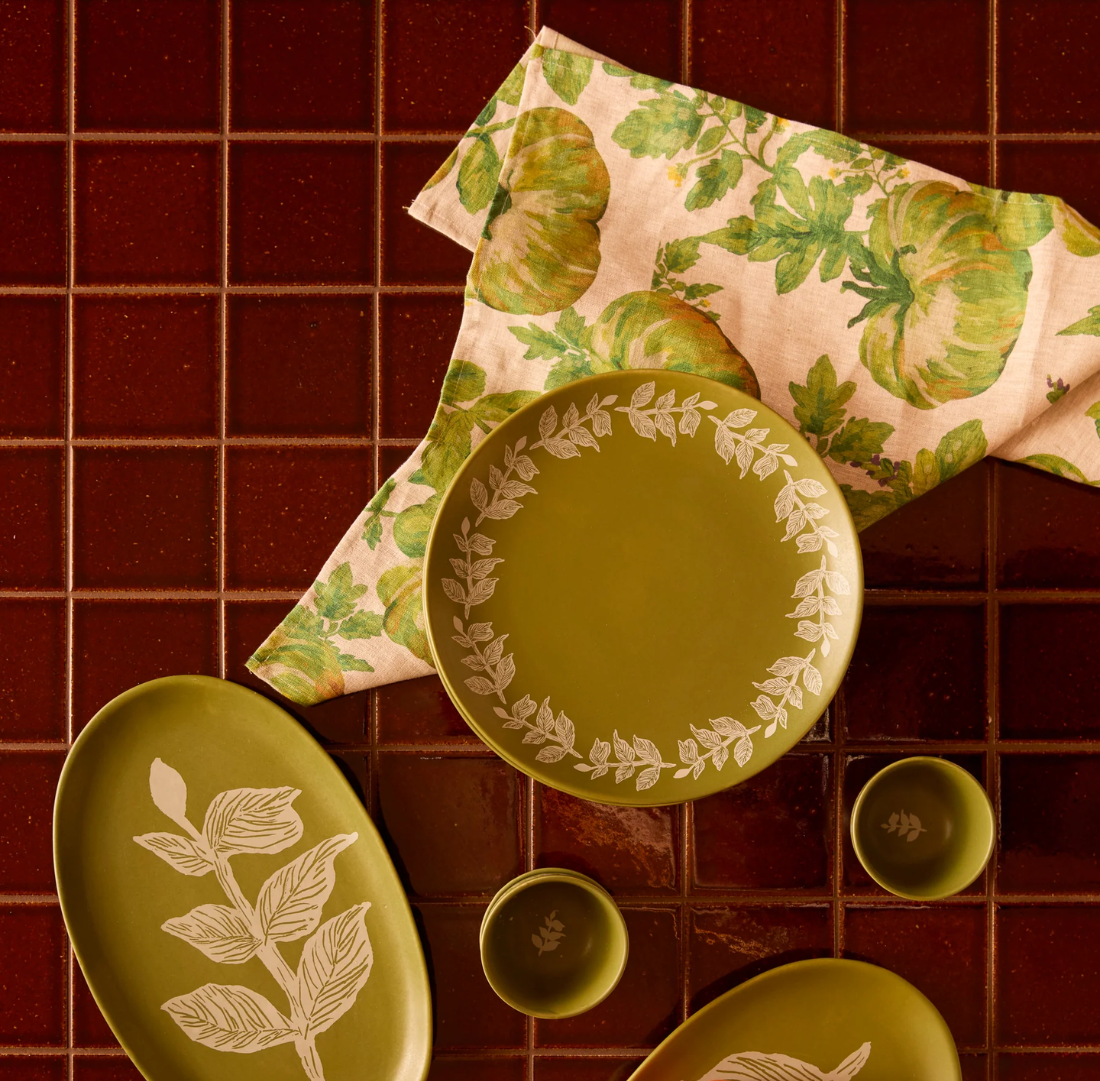 Heirloom Green Linen Tea Towel