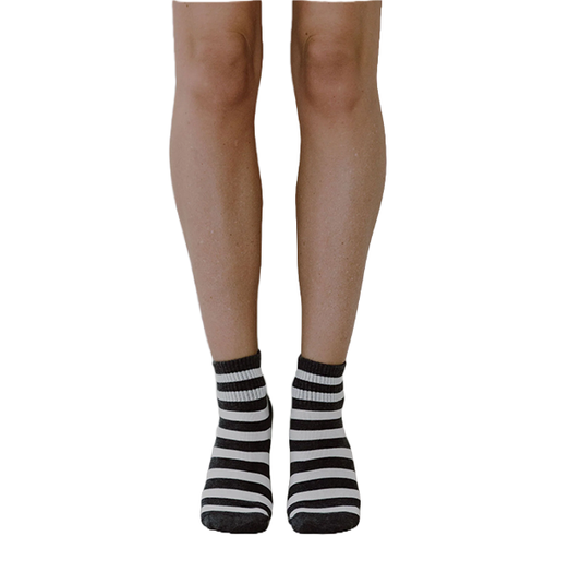 Ankle Cotton Socks | Charcoal Stripe