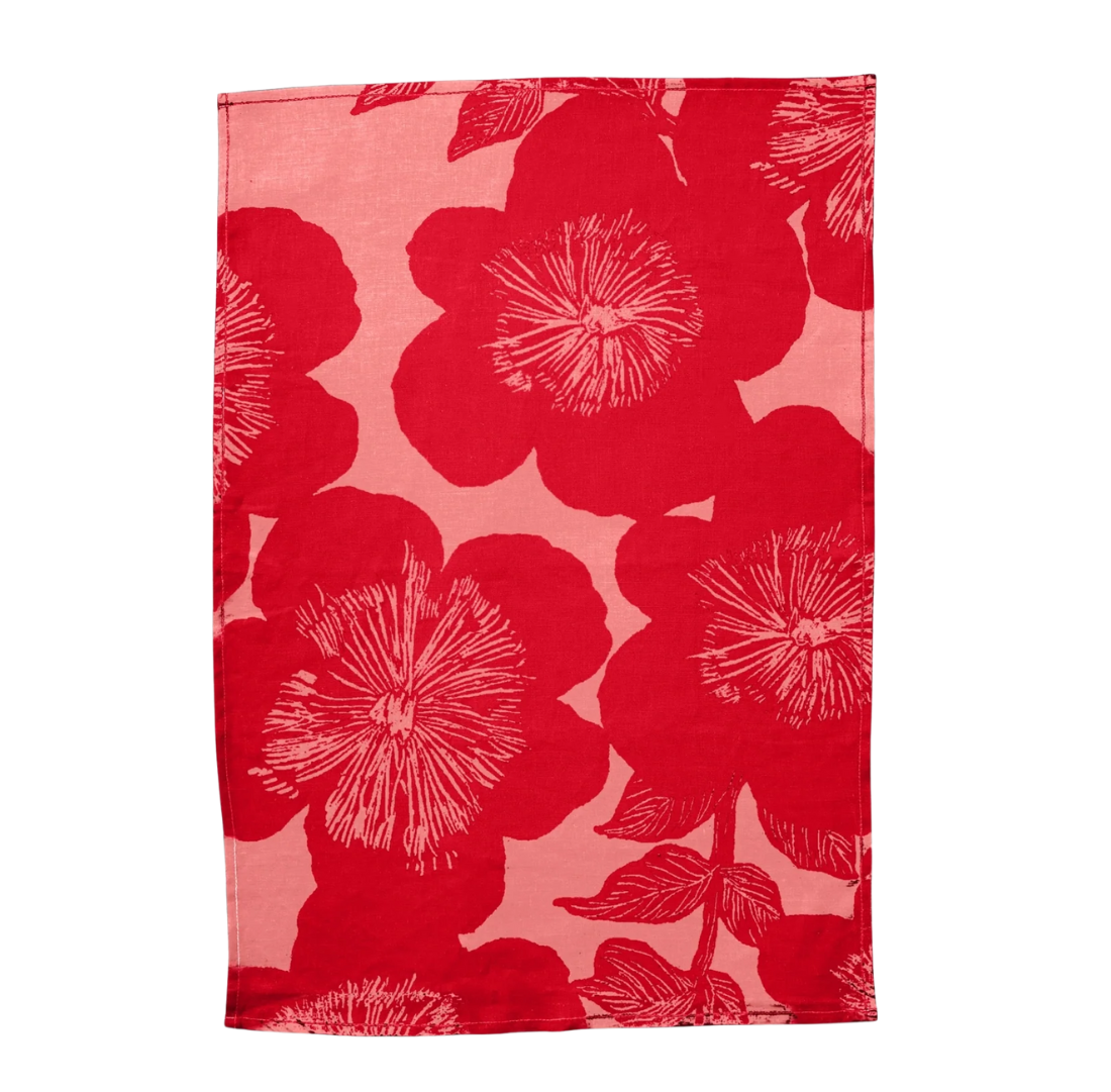 Jardin Pink Linen Tea Towel