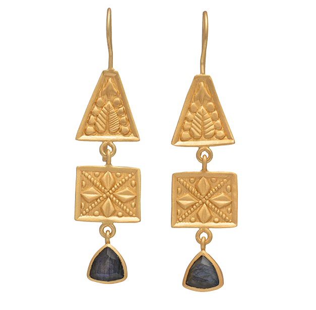 Labradorite Henna Earrings