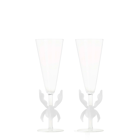 2 Iris Flutes | Clear + Opaque White