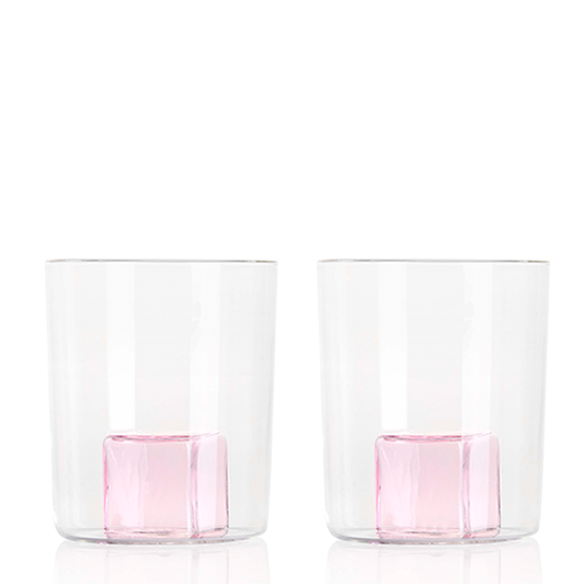 2 Pink Ice Gobelets | Clear + Pink