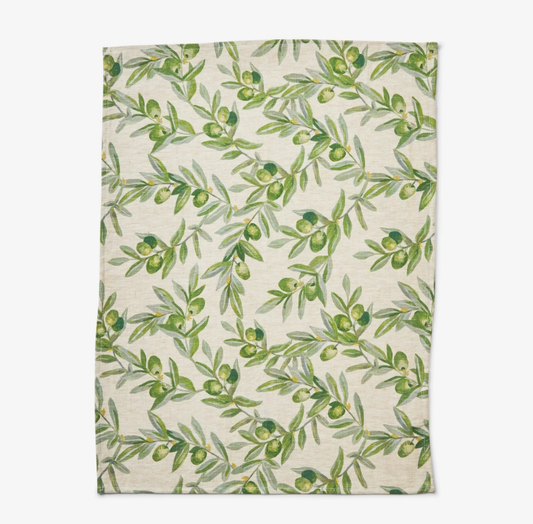 Olive Green Linen Tea Towel