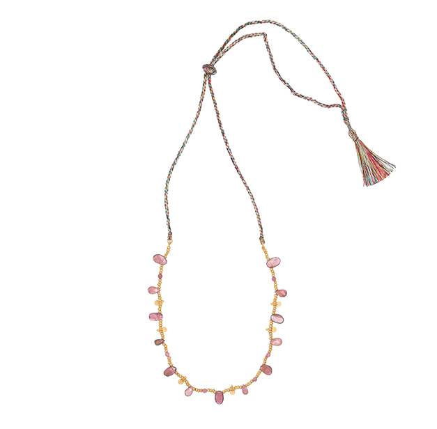 Pink Tourmaline Nehru Necklace
