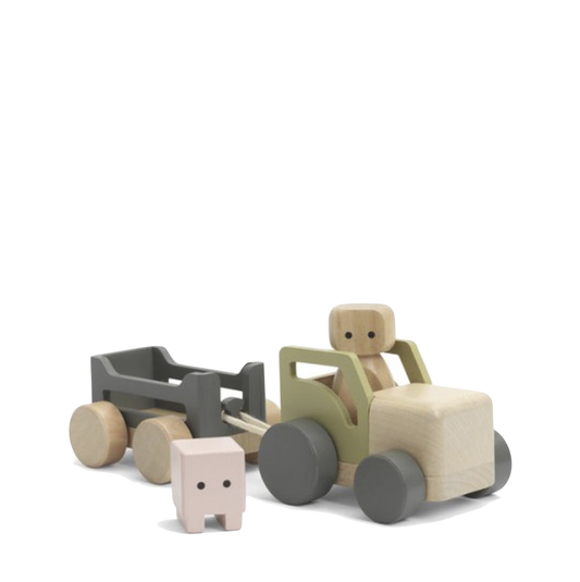 Micki Wooden Tractor + Animals Set