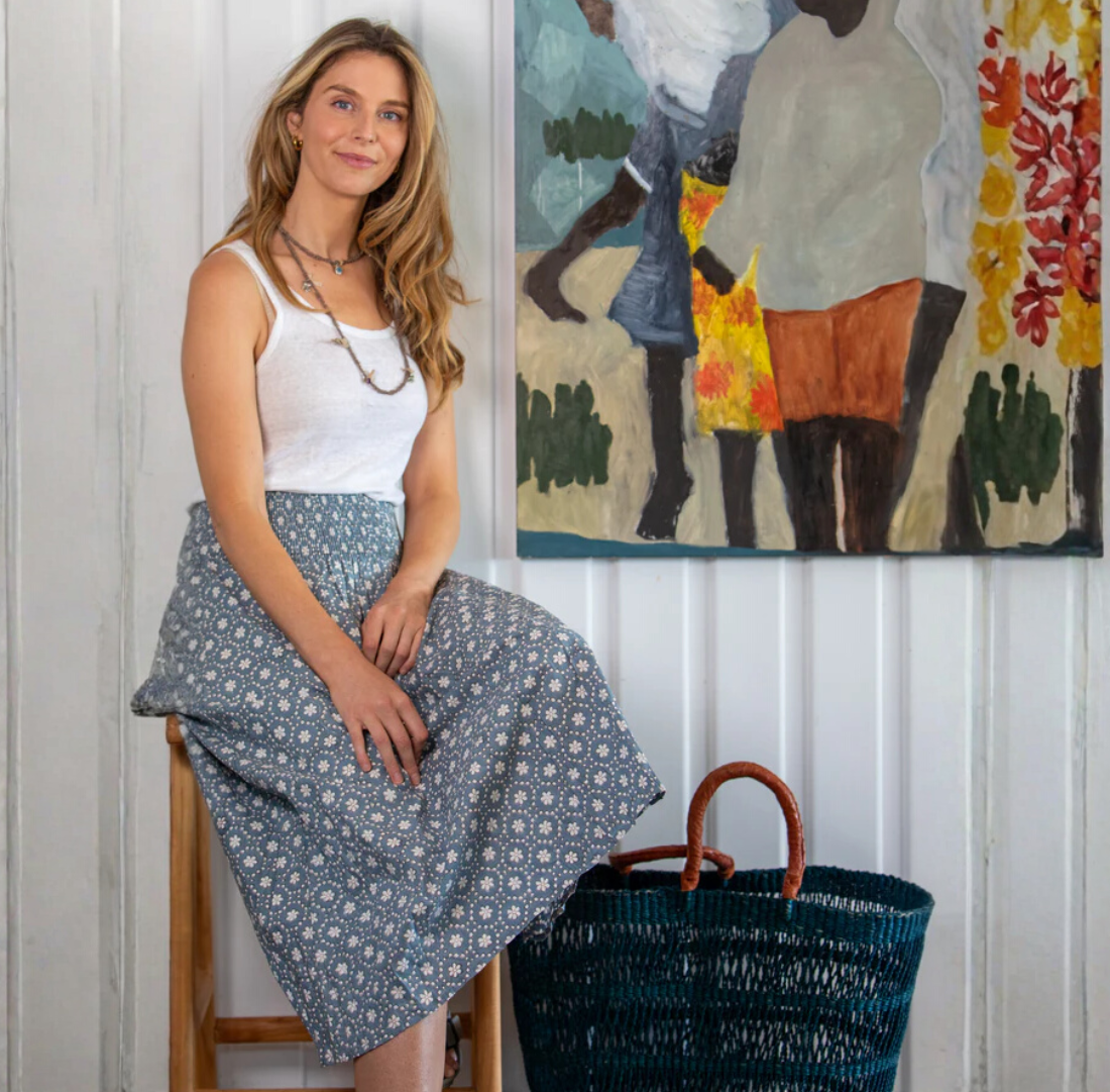 Window Pane Skirt | Pablo Blue