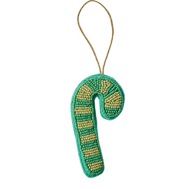 Candy Cane Beaded Decoration | Green
