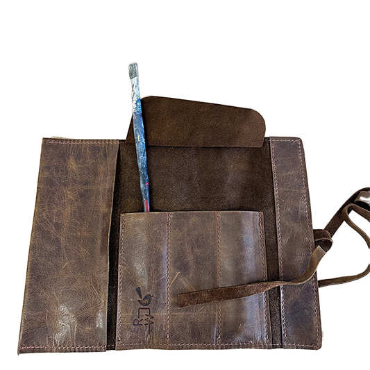 Leather Brush Roll | Tobacco