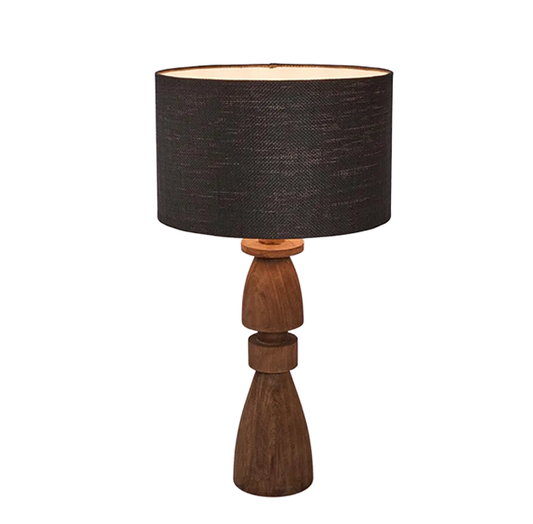 Magnus Wood Table Lamp Saddle Base | Black Shade