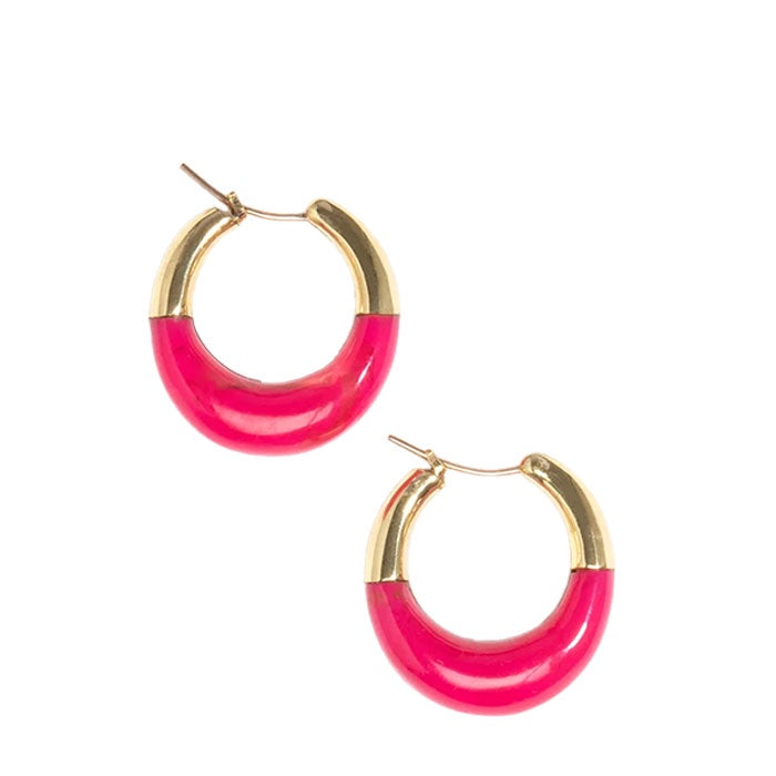 Horn Hoop Earrings | Flamingo | S