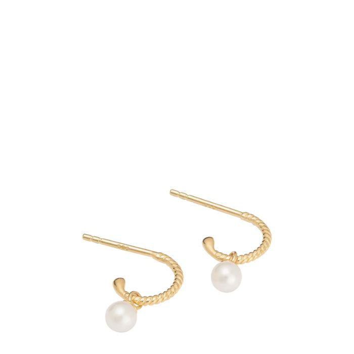 Tiny Pearl Hoops | Gold